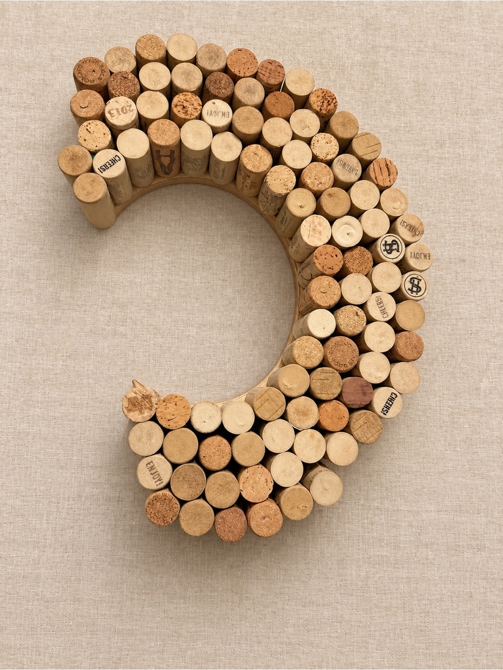 Corks Crescent Wall Art - Natural Cork Wreath Accent